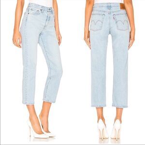 LEVI’S High Rise Wedgie Straight Denim Jeans Button Fly Light Blue 25